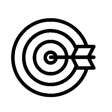 icono de definición de objetivos en terapia con dardo en el centro de un objetivo