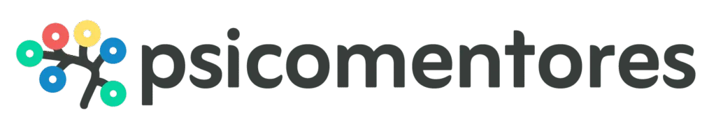 logo de Psicomentores a color con símbolo de neuronas y nombre en negro